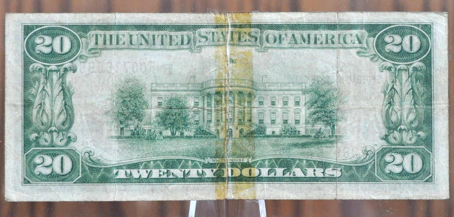 1929 20 Dollar National Currency Note Fr1870-F - Taped - Atlanta GA 1929 A Twenty Dollar Federal Reserve Bank Note Fr#1870-F, Rarer Type