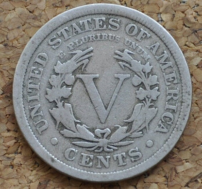 1910 V Nickel - 1910 Liberty Head Nickel - VG-VF (Very Good to Very Fine) Choose by Grade - Liberty Nickel - Collectible, Great for Jewelry