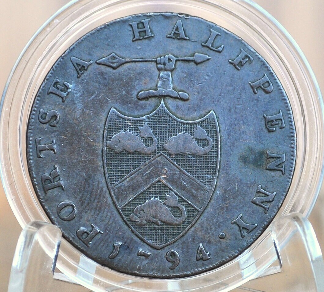 1794 Hampshire-Portsea Halfpenny Token - Higher Grade - Condor Token 1794, No "Payable" variety, 1794 Portsea 1/2 Penny