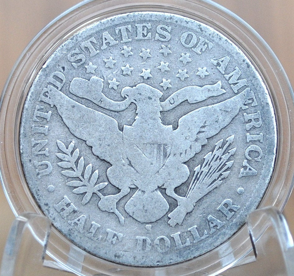 1909-S Barber Silver Half Dollar - VG (Very Good) Condition - San Francisco Mint - 1909S Half Dollar 1909 S Barber 50 Cent Coin 1909 US