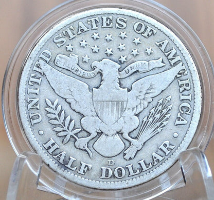 1915-D Barber Half Dollar - VG+ (Very Good/VG10) - Denver Mint - 1915D Silver Half Dollar - 1915 D Barber - 1915D Half Dollar, Nice Coin
