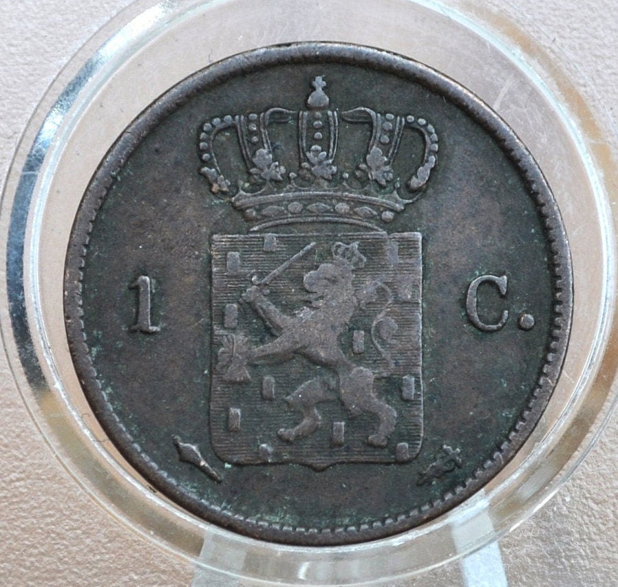 1837 Netherlands 1 Cent - High Grade, XF - Old Netherlands Coin, Super Cool - Early 1800s Coins - European Coins