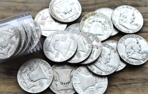 Full Roll of Franklin Half Dollars - Mixed Grades - 20 Silver Half Dollars - 1940s, 1950's, 1960's Ben Franklin Silver Half Dollar