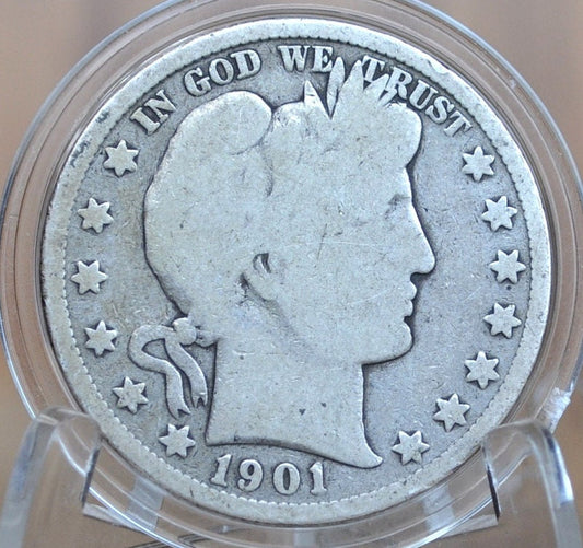 1901 Barber Half Dollar - G (Good) - Philadelphia Mint - 1901 Barber Silver Half Dollar