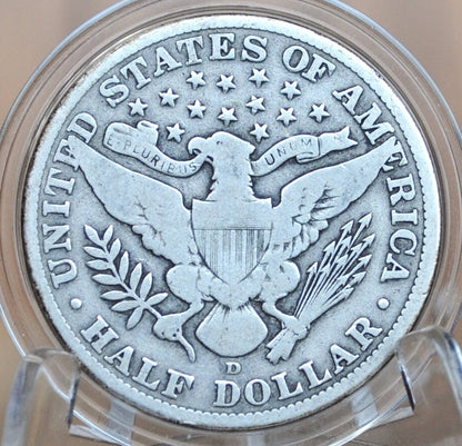 1913-D Barber Half Dollar - VG (Very Good) Grade/Condition, Denver Mint 1913 Silver Half Dollar 1913 D Barber 1913D Half Dollar, Low Mintage