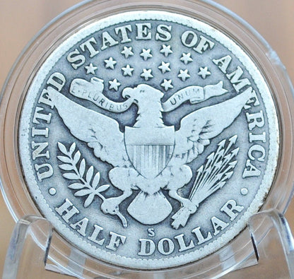 1913-S Barber Silver Half Dollar - VG (Very Good) Condition - San Francisco Mint - 1913S Half Dollar 1913 S Barber 50 Cent Coin 1913 US