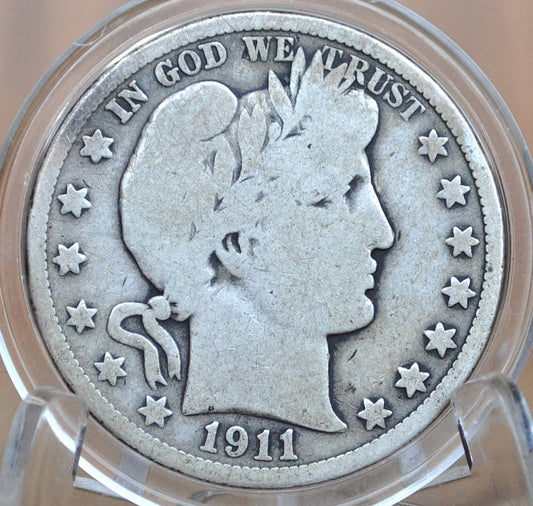 1911 Barber Silver Half Dollar - VG (Very Good) Condition - Philadelphia Mint - 1911 Half Dollar 1911 Barber 50 Cent Coin 1911 US