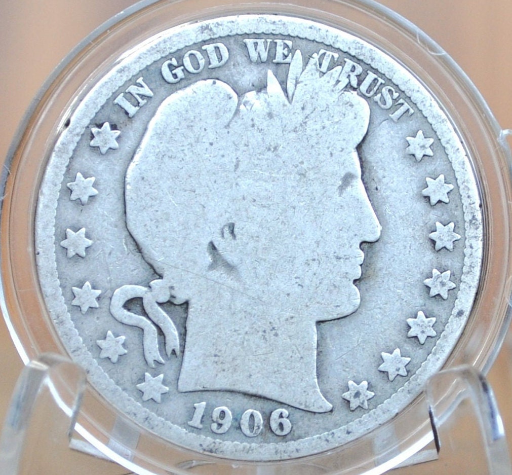 1906 Barber Silver Half Dollar - AG/G (About Good-Good) Grade/Condition, Philadelphia Mint 1906 Half Dollar 1906