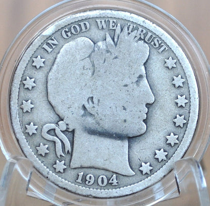 1904 Barber Half Dollar - G+ (Good Plus) Grade / Condition - Philadelphia Mint - 1904 Barber Silver Half Dollar