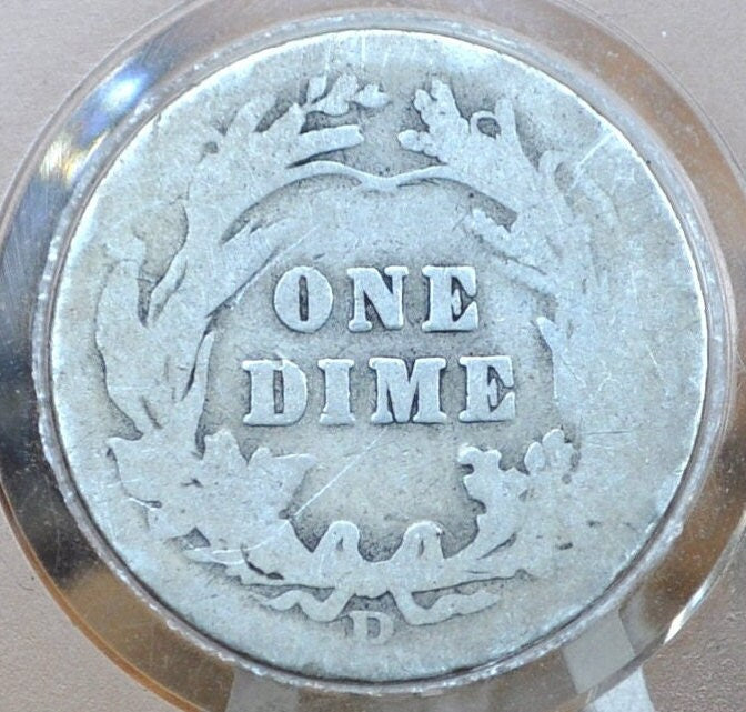 1909-D Barber Silver Dime - G (Good), Better Date! - 1909 D Silver Dime, Denver Mint