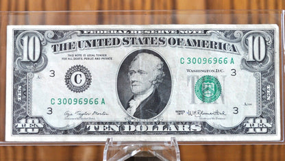 1977 10 Dollar Federal Reserve Note - XF (Extremely Fine) Grade - Philadelphia - 1977 Ten Dollar Bill Fr#2023-C / Fr2023C