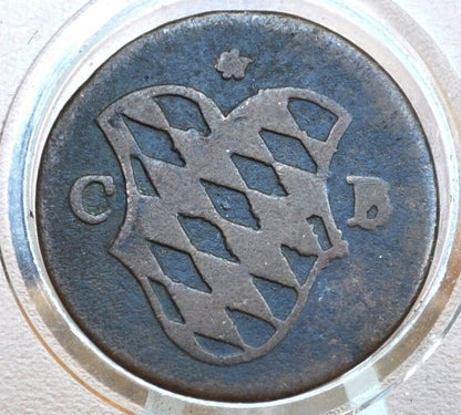 1767 German States 2 Pfennig - Great Details / Condition - Rarer Coin, low mintage of what is known - Two Pfennig 1767 Bavaria