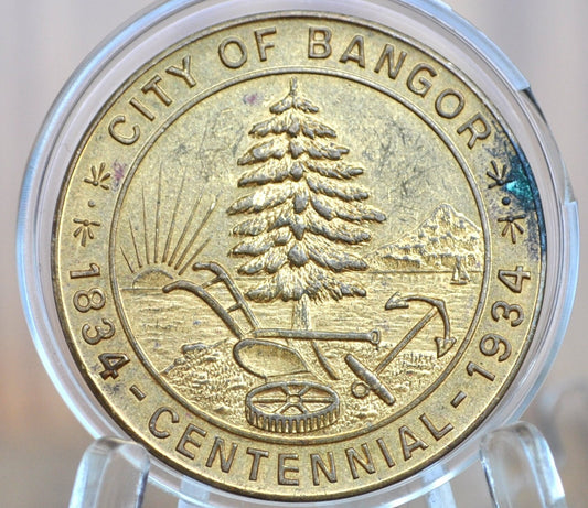 1934 City of Bangor Maine Centennial Town Medal - Bronze - Bangor ME Anniversary Medal Vintage Bronze Medal 1934