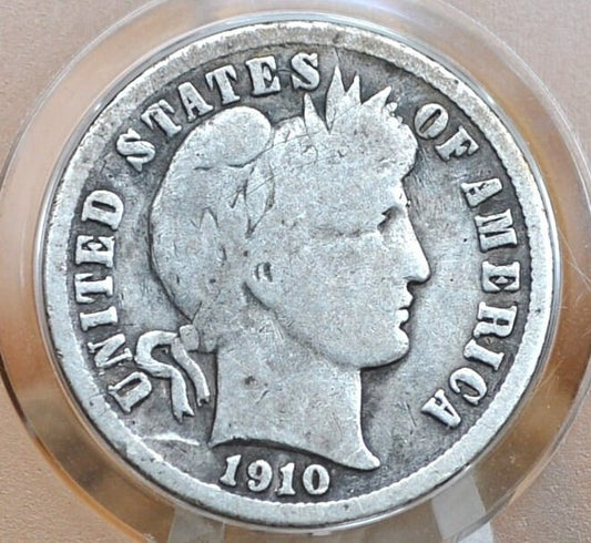 1910-D Barber Dime - VG (Very Good), Better Date! Denver Mint 1910 Dime, 1910D Silver Dime
