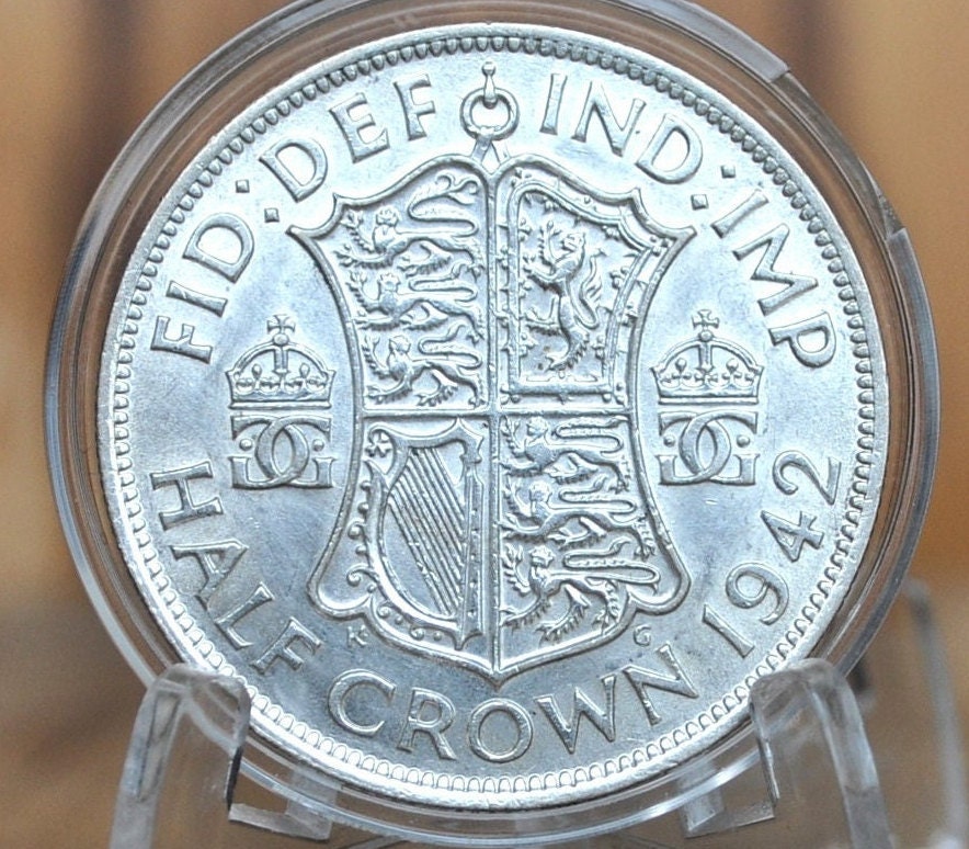 1942 Great Britain Half Crown Silver - AU/BU, Beautiful Coin - Silver 1/2 Crown 1942 United Kingdom HalfCrown Silver UK 1942 - 50% Silver