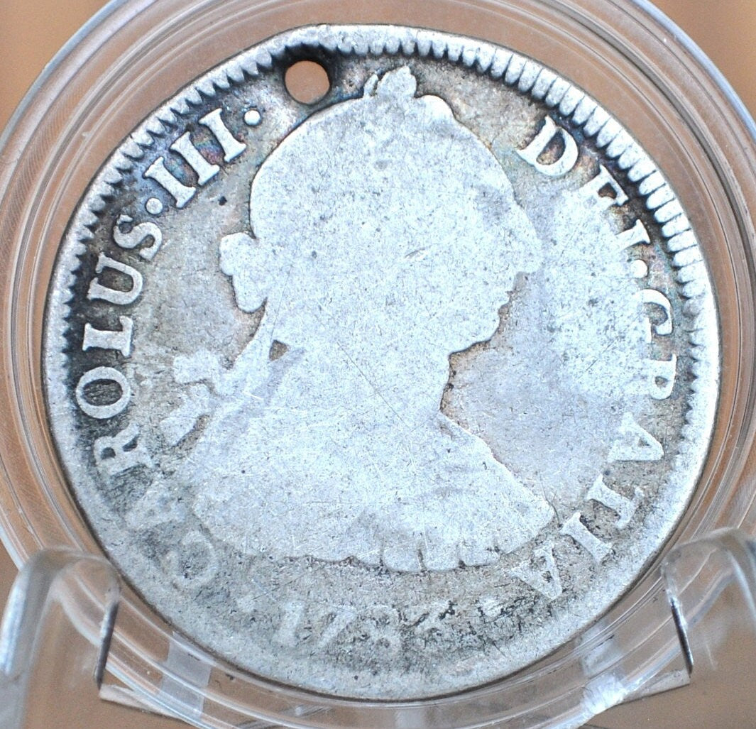 1783 Spanish 2 Reales, Mexico, Silver - 1783 F F - Spanish Silver Colonial Era Coin 1783 Two Reales - Pirate Coins