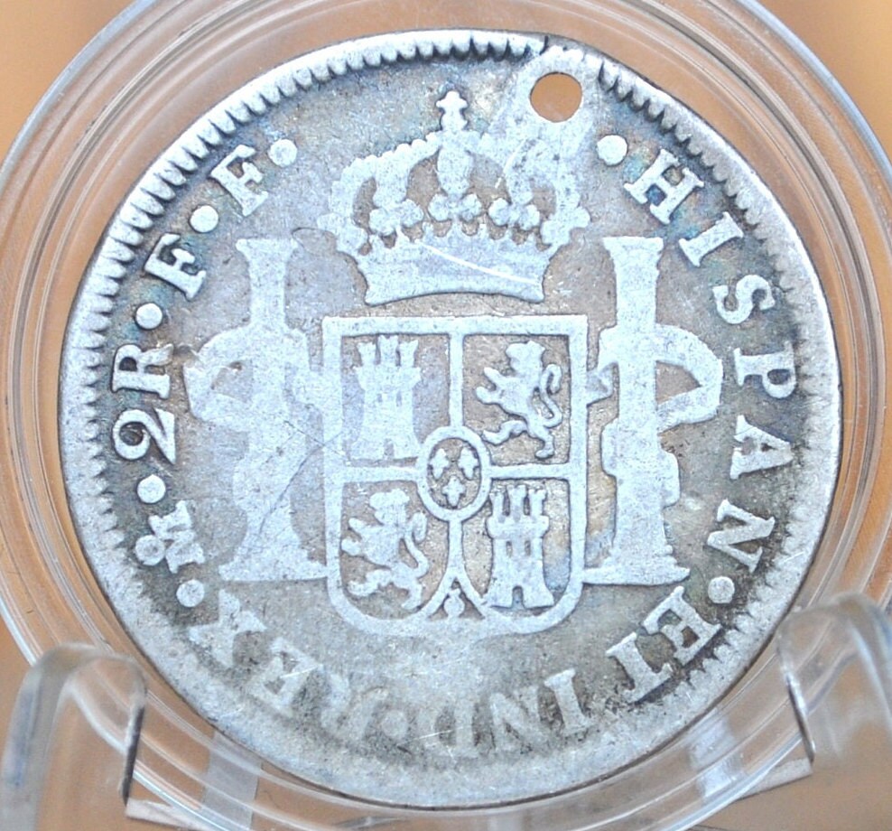 1783 Spanish 2 Reales, Mexico, Silver - 1783 F F - Spanish Silver Colonial Era Coin 1783 Two Reales - Pirate Coins