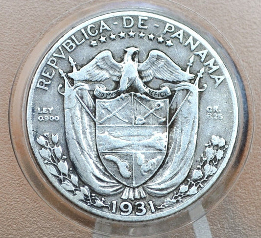 Rarer 1931 Panama 1/4 Balboa - Great Condition, VF+ - Silver Quarter Balboa Coin 1931 Panama, Only 48,000 Made! High Grade Key Date
