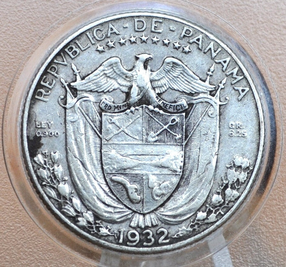Rarer 1932 Panama 1/4 Balboa - Great Condition, XF - Silver Quarter Balboa Coin 1932 Panama, Only 126,000 Made! High Grade Semi-Key Date