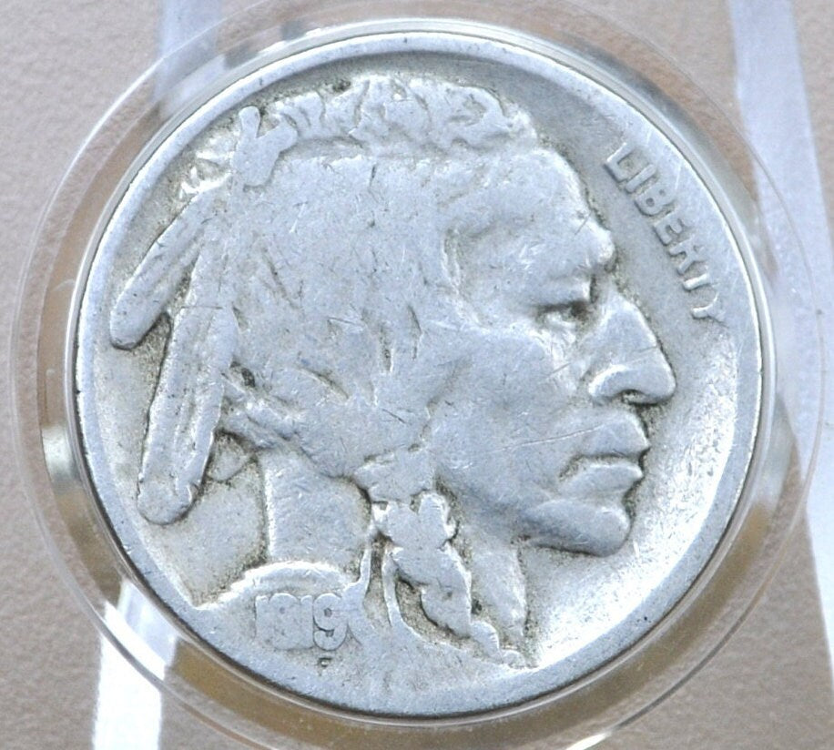 1919-D Buffalo Nickel - G (Good) Condition with prior corrosion - Denver Mint - 1919D Nickel 1919-D Indian Head Nickel 1919 D - Better Date