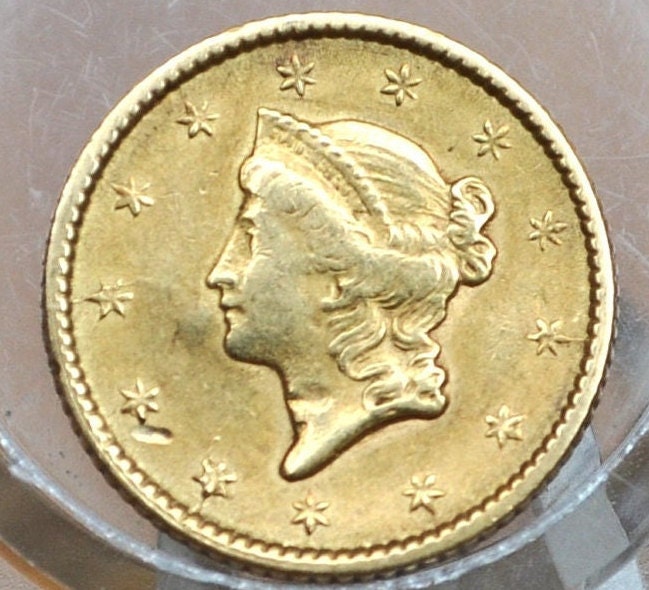 1853 Liberty Head One Dollar Gold Coin - Great Detail - 1 Dollar Gold Coin 1853 Liberty Head - Beautiful Coin