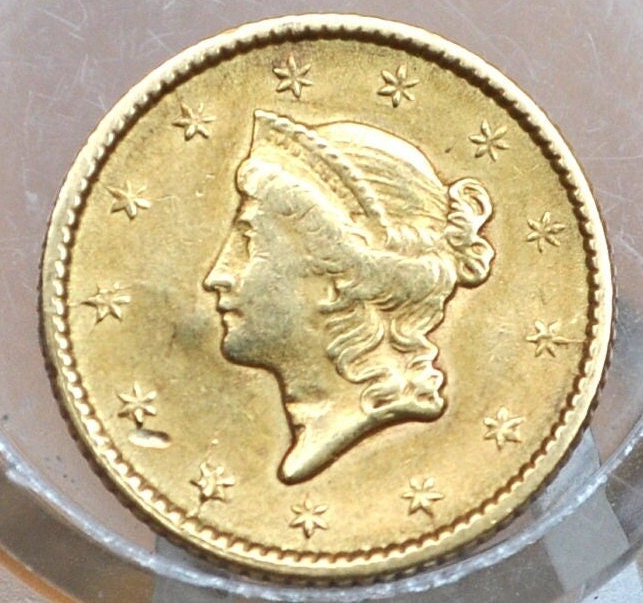 1853 Liberty Head One Dollar Gold Coin - Great Detail - 1 Dollar Gold Coin 1853 Liberty Head - Beautiful Coin