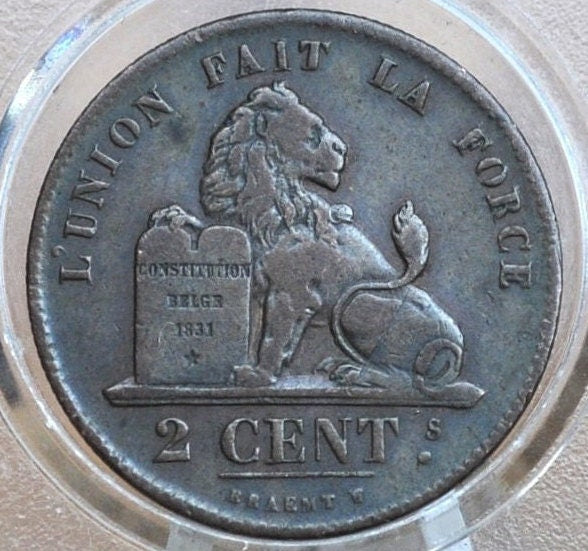 1835 Belgian 2 Centimes - XF, Great Detail - Leopold I - 1835 Belgium 2 Cents, Incredible Coin for a collection