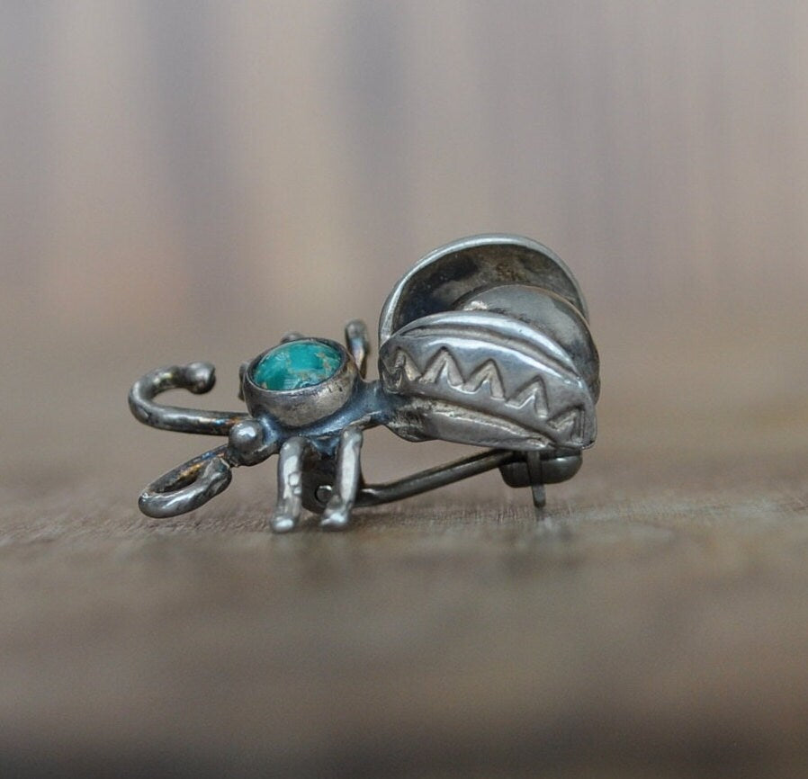 Awesome Vintage Bee Pin! Sterling Silver, Opal Stone - Silver Bee Pin / Sterling Honeybee Pin - Bug Jewelry, Vintage Bee Jewelry!