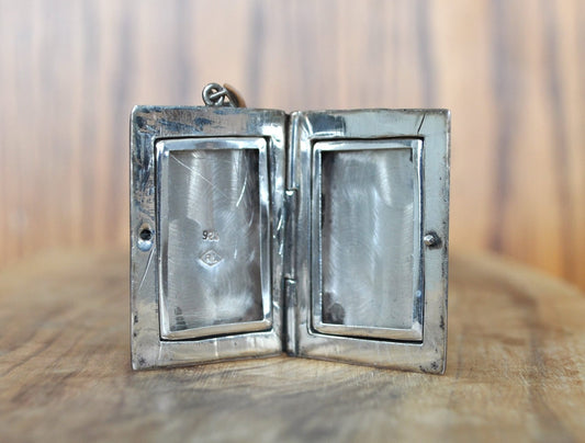 Antique Sterling Locket for Photographs - Simple Design, Clasp Closes Well - Antique Locket Pendent Silver