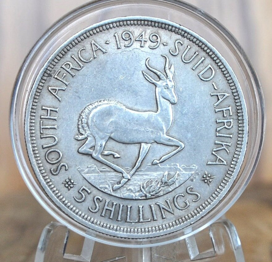 1949 South Africa 5 Shillings - AU/Unc. Condition - 80% Silver - Five Shilling Coin 1949 UK Issue South Africa, Only 535,000 Made!