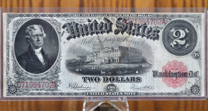 1917 2 Dollar Bill - XF Grade / Condition - Rarer Note - 1917 Horse Blanket Note Two Dollar Bill Bracelet back Fr#60 Fr60