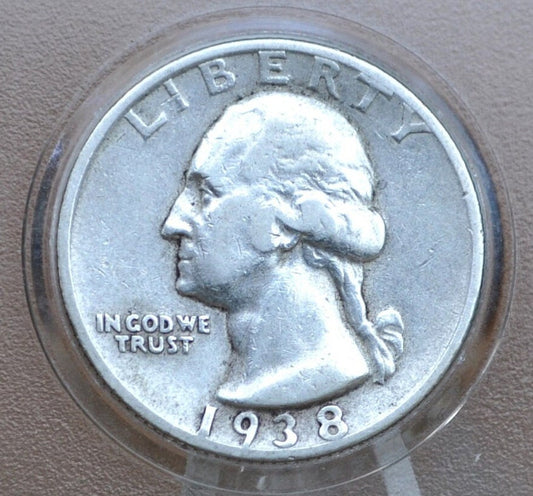 1938-S Washington Silver Quarter - 1938 San Francisco Mint Quarter - 1938S Quarter 1938 S Washington; Better Date and Mint