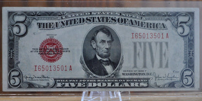 1928 5 Dollar Us Note Red Seal - Choose By Grade / Condition - 1928 Five Dollar Bill Red Seal 1928 Legal Tender Note Fr#1525-Fr1531