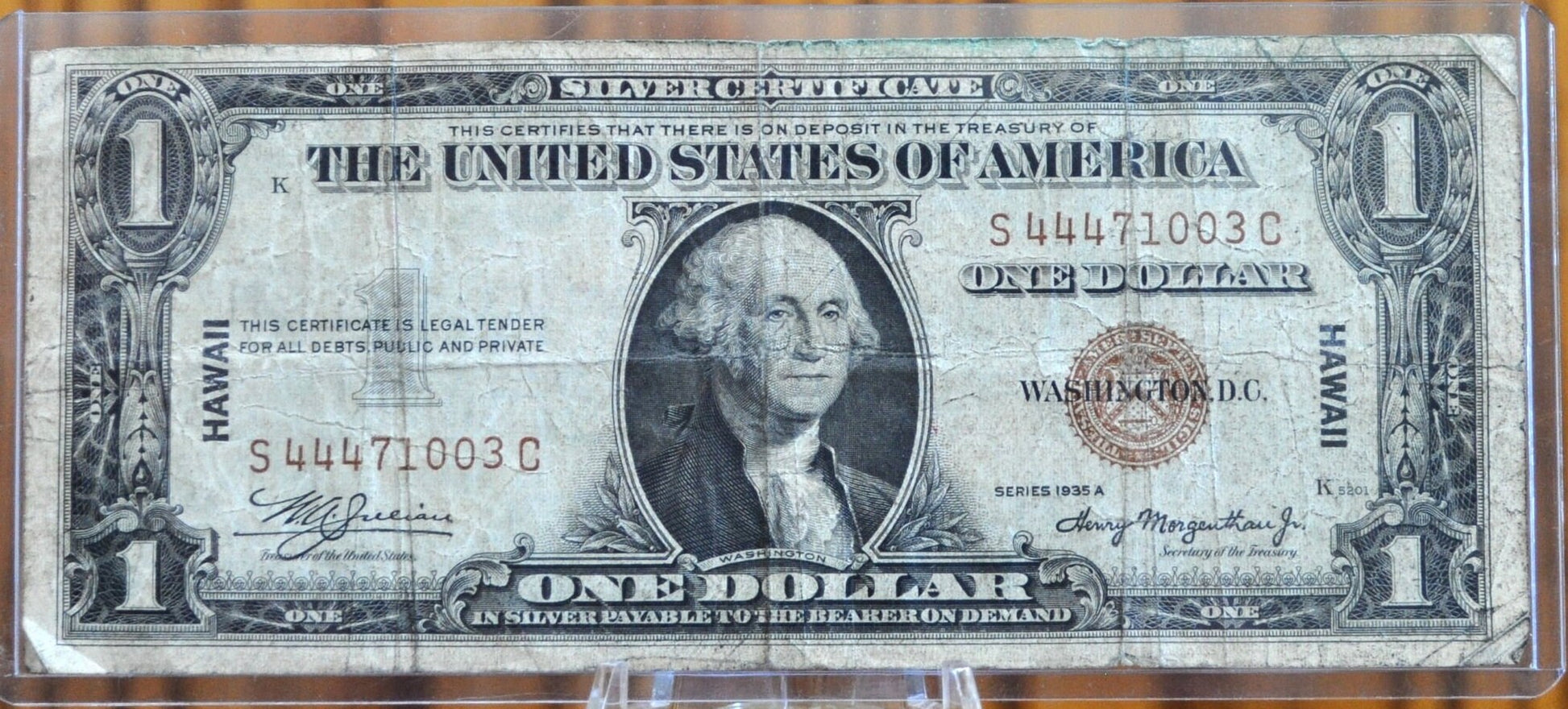 1935-A Hawaii Silver Certificate - XF (Choice XF) Grade / Condition - 1935 A Hawaii Series Silver Cert Brown Seal 1942 Hawaii Overprint Note