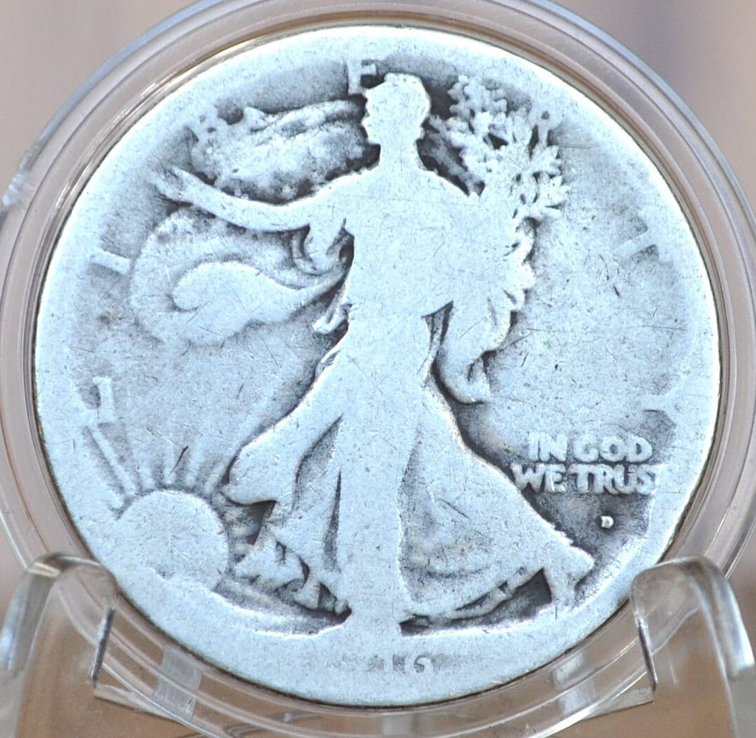 1916-D Walking Liberty Silver Half Dollar - G (Good) - Key Date - Denver Mint - 1916 D Wlh - Half Dollar 1916 D Liberty Walking Half