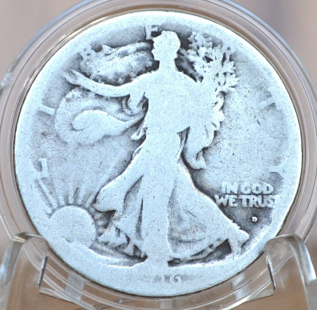 1916-D Walking Liberty Silver Half Dollar - G (Good) - Key Date - Denver Mint - 1916 D Wlh - Half Dollar 1916 D Liberty Walking Half
