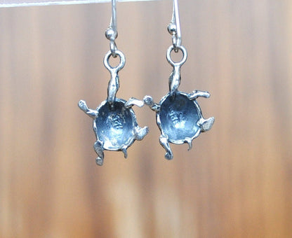 Antique Sterling Turtle Earrings - Vintage Earrings - Animal Earrings- Lovely Pieces - 925 Silver / Sterling Silver