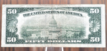 1934 50 Dollar Bill Fr#2106-C - F/VF Grade / Cond. - Ulysses Grant 1934 Fifty Dollar Federal Reserve Note Fr Number 2106 C Philadelphia 1934