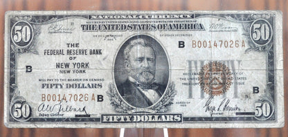 1929 50 Dollar National Currency Note Fr1880 B - VG/F - New York 1929 Fifty Dollar Federal Reserve Bank Note Fr#1880-B