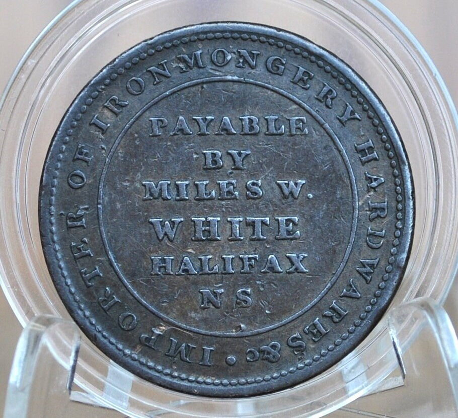 Very Rare 1815 Nova Scotia Halfpenny Token - High Grade - Miles W. White Halifax Token 1815 Barrell Token, Scarce