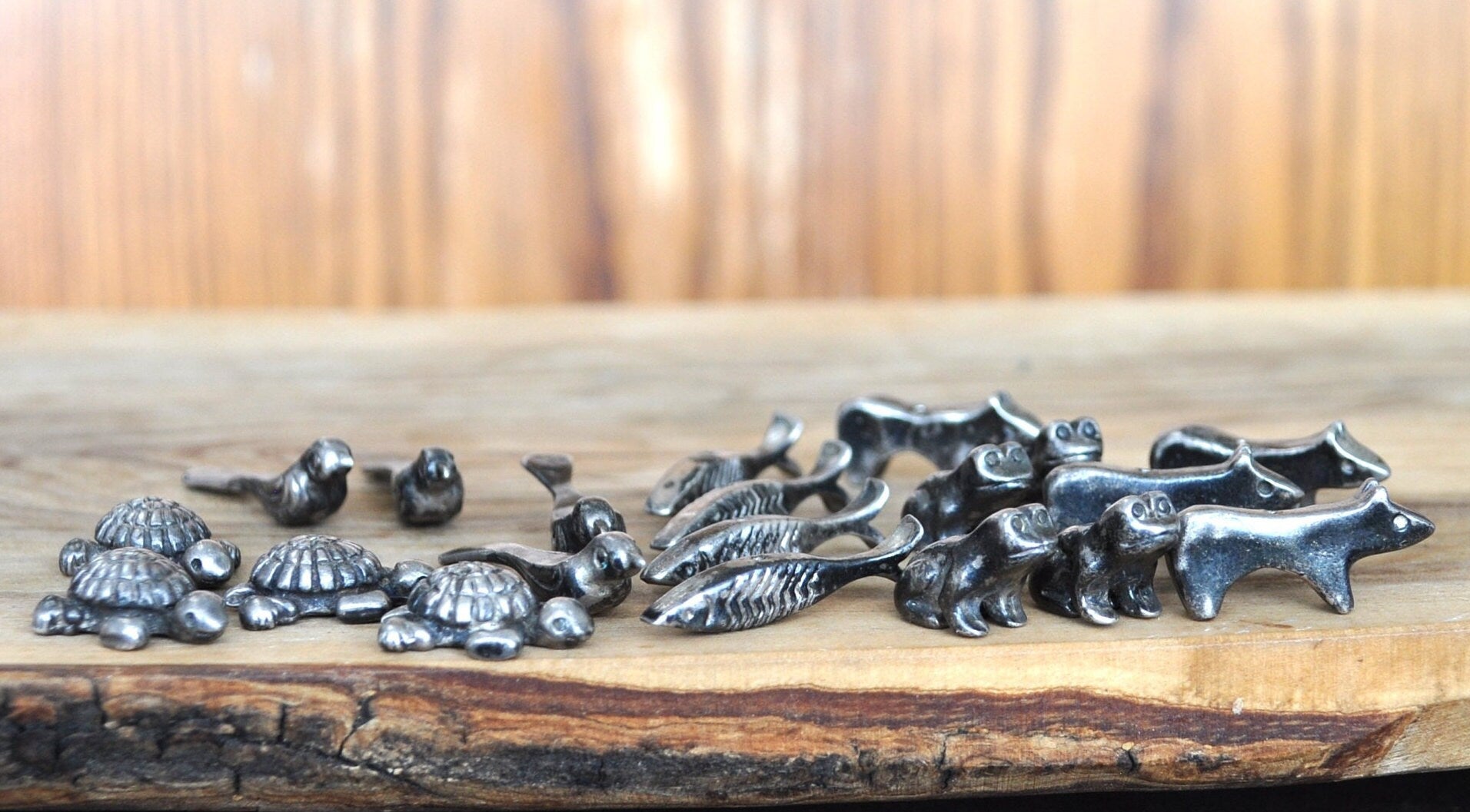 Set of 20 Antique Silver Animal Charms! Native American Sterling Charm Beads Animals Vintage Silver Charms Old, Heavy, 3.6 ounces Sterling