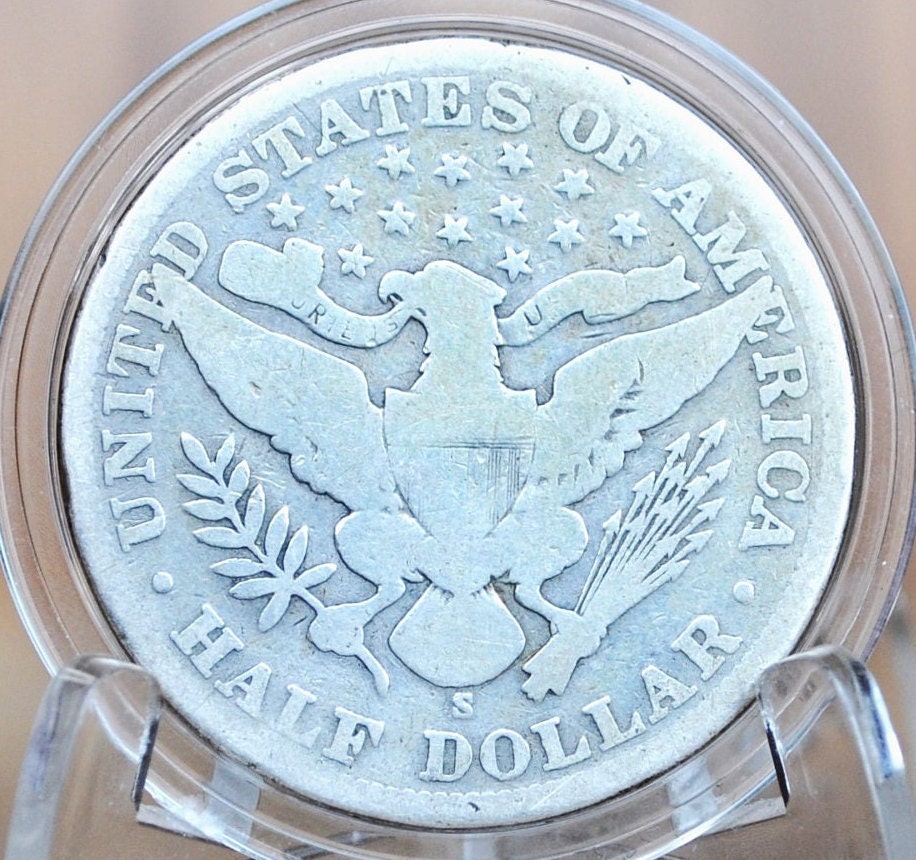 1902-S Barber Silver Half Dollar - G+ (Good Plus) Grade/Condition - San Francisco Mint, 1902S Half Dollar 1902 S Barber 50 Cent Coin 1902 US