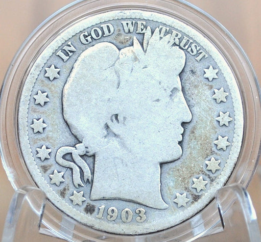 1903-S Barber Silver Half Dollar - G (Good) Grade/Condition - San Francisco Mint, 1903S Half Dollar 1903 S Barber 50 Cent Coin 1903 US