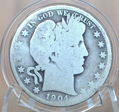 1904-S Barber Silver Half Dollar, Key Date - G (Good) Grade/Condition - San Francisco Mint, 1904S Half Dollar 1904 S Barber 50 Cent Coin