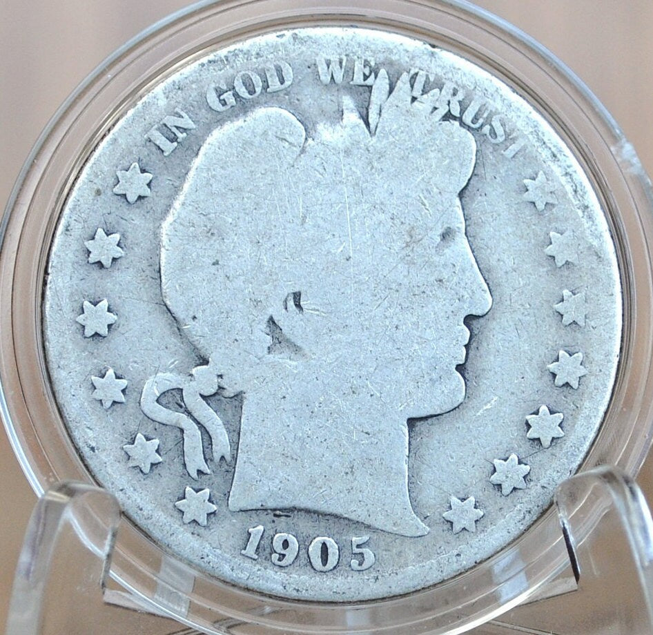 1905-S Barber Silver Half Dollar, Key Date - AG/G (About Good - Good) Grade/Condition, San Francisco Mint 1905S Half Dollar 1905 S