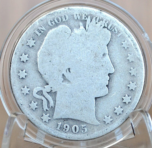 1905-S Barber Silver Half Dollar, Key Date - AG/G (About Good - Good) Grade/Condition, San Francisco Mint 1905S Half Dollar 1905 S