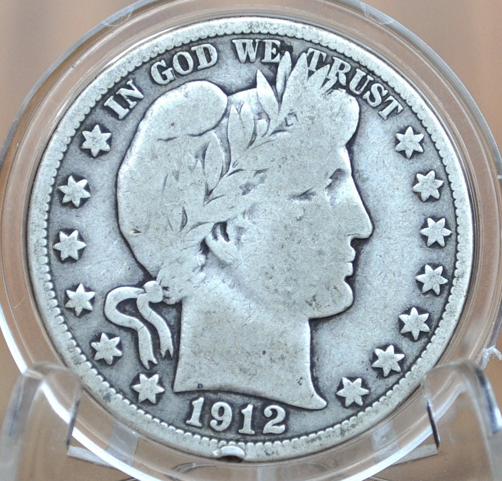 1912 Barber Silver Half Dollar - VG (Very Good) Condition - Philadelphia Mint - 1912 Half Dollar 1912 Barber 50 Cent Coin 1912 US