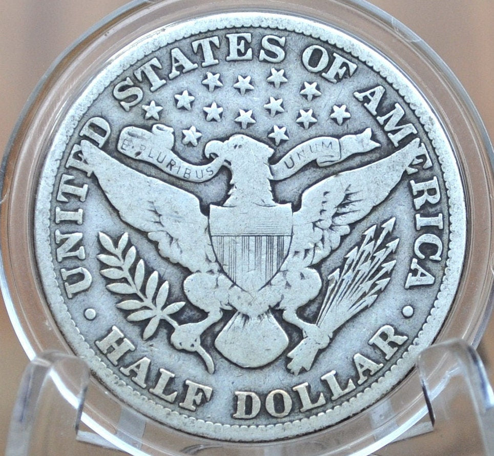 1912 Barber Silver Half Dollar - VG (Very Good) Condition - Philadelphia Mint - 1912 Half Dollar 1912 Barber 50 Cent Coin 1912 US