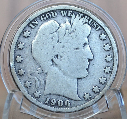 1906-D Barber Half Dollar - VG (Very Good) Grade - Denver Mint - 1906 Silver Half Dollar - 1906D Barber - 1906 Half Dollar Denver Mint