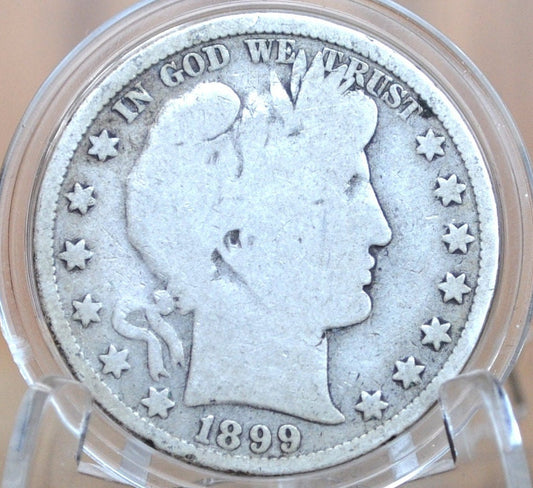 1899 Barber Half Dollar - G+ (Good Plus) - Philadelphia Mint - 1899 Barber Silver Half Dollar